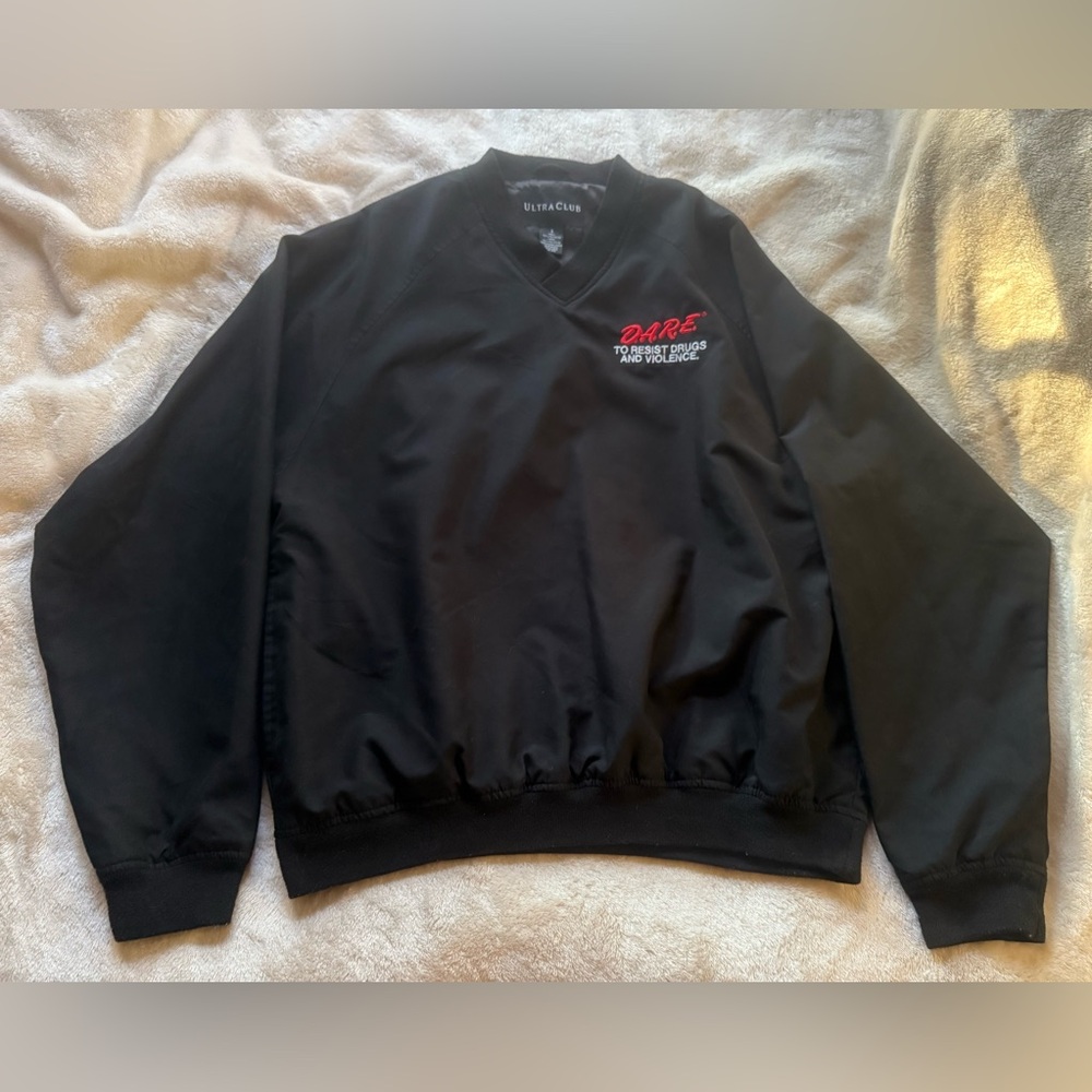 DARE To Resist Drugs and Violence Black Vintage Y2K Windbreaker Size S Warm